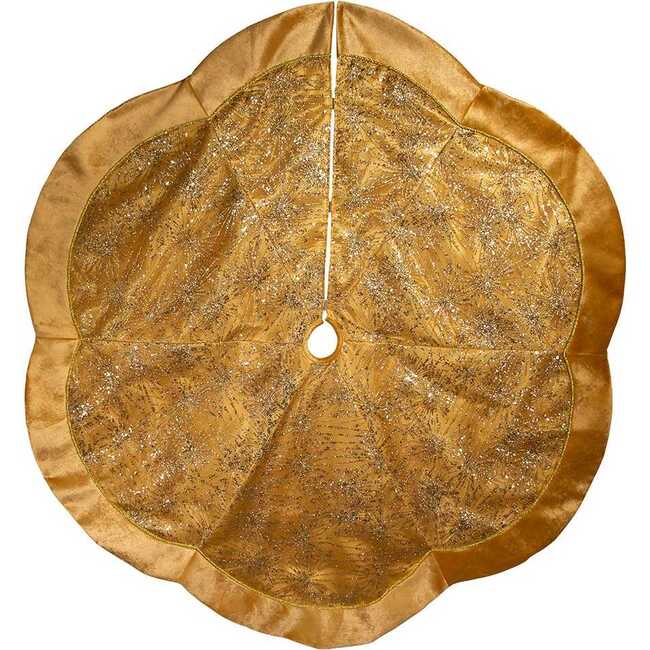 60-Inch Gold Velvet and Glitter Tree Skirt - Tree Skirts - 2