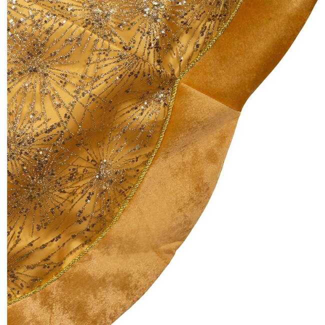 60-Inch Gold Velvet and Glitter Tree Skirt - Tree Skirts - 3