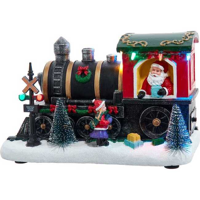 5.3-Inch Battery Operated Lighted Musical Santa Train Table Piece