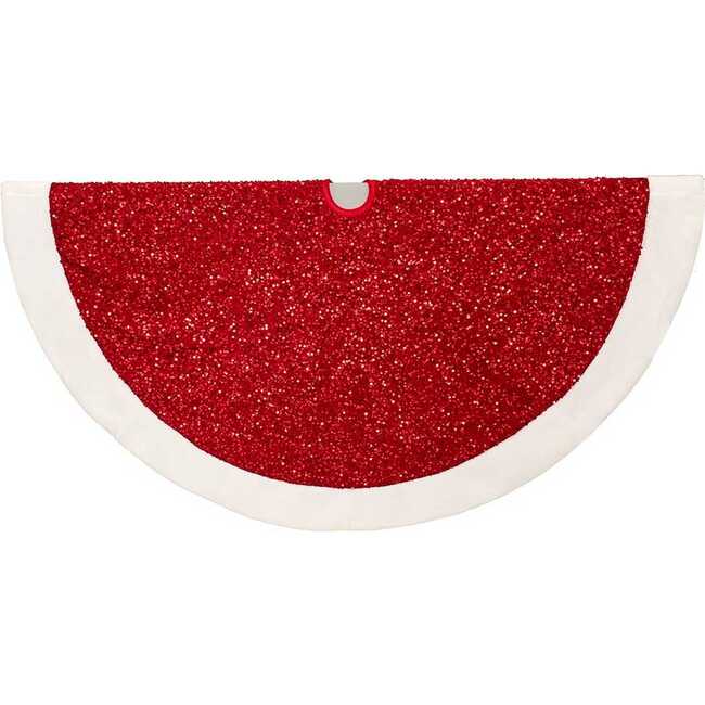 54-Inch Red Sequins with White Border Tree Skirt