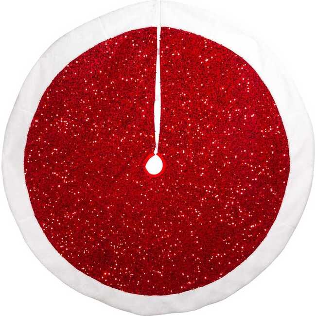 54-Inch Red Sequins with White Border Tree Skirt - Tree Skirts - 2