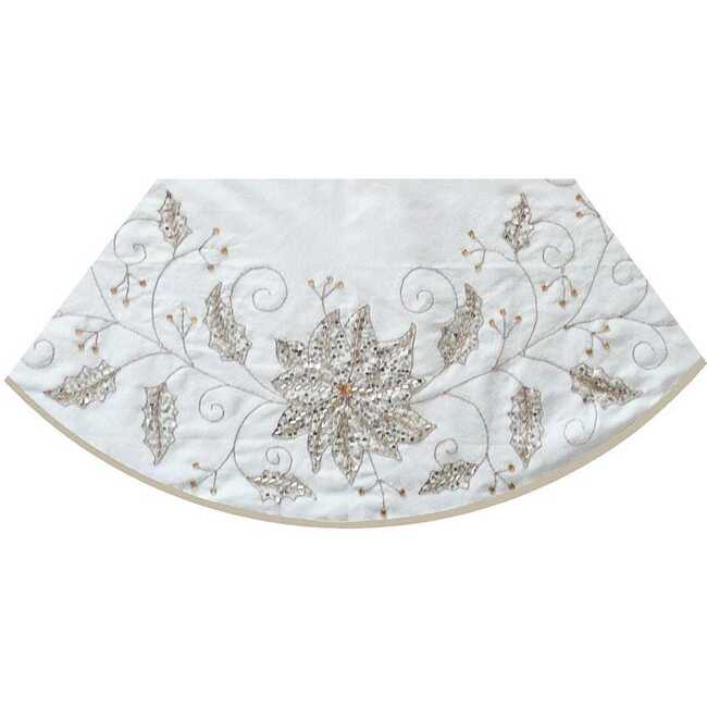 54-Inch Ivory Holly Tree Skirt - Tree Skirts - 3