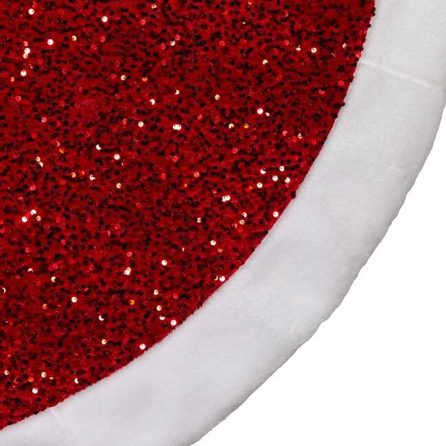 54-Inch Red Sequins with White Border Tree Skirt - Tree Skirts - 3