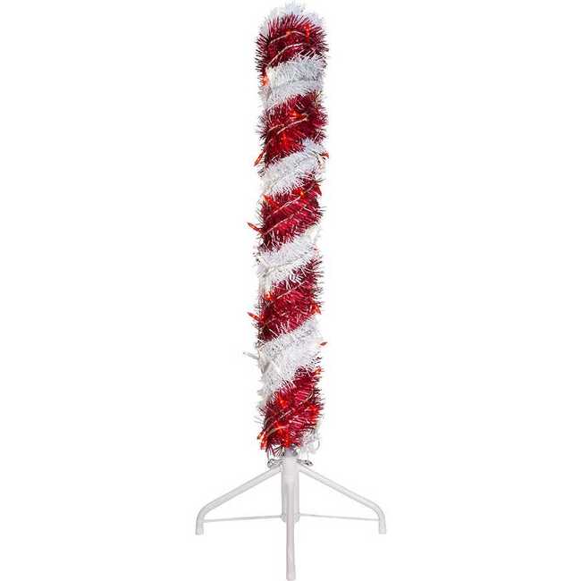 3-Foot Pre-Lit Red and White LED Tinsel Candy Cane - Accents - 2