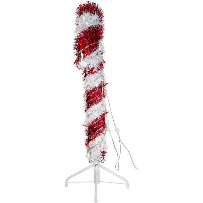 3-Foot Pre-Lit Red and White LED Tinsel Candy Cane - Accents - 4