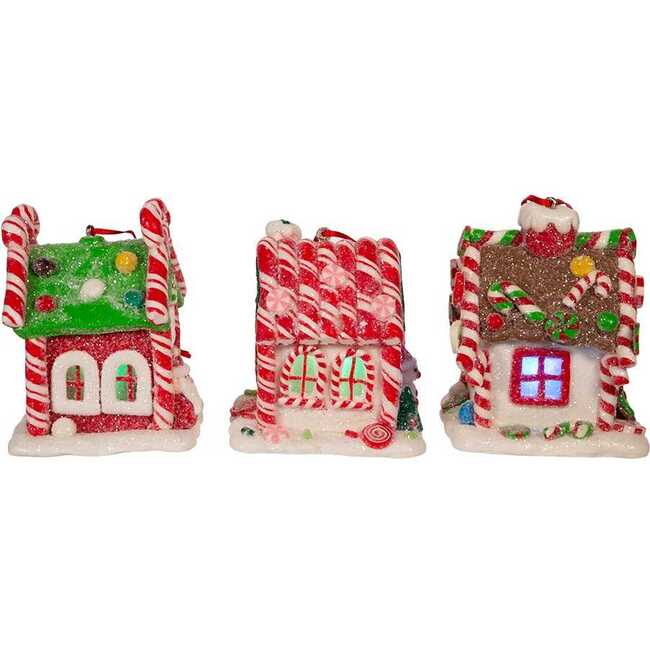 3.5-Inch Battery-Operated Gingerbread LED Candy House, 3 Piece Set - Accents - 2