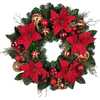 30-Inch Unlit Red & Gold Poinsettia Wreath - Wreaths - 1 - thumbnail