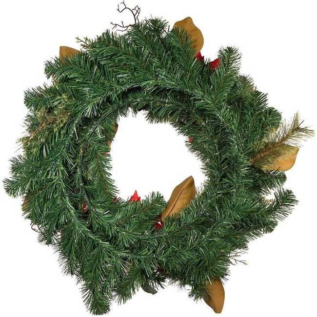 30-Inch Unlit Red & Gold Poinsettia Wreath - Wreaths - 3