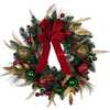 24-Inch Unlit Gold, Red and Green Ribbon Wreath - Wreaths - 1 - thumbnail