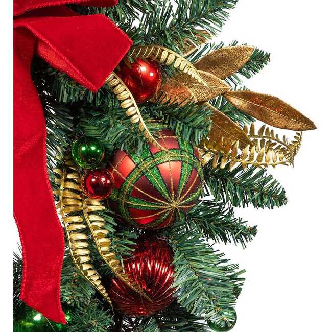 24-Inch Unlit Gold, Red and Green Ribbon Wreath - Wreaths - 2