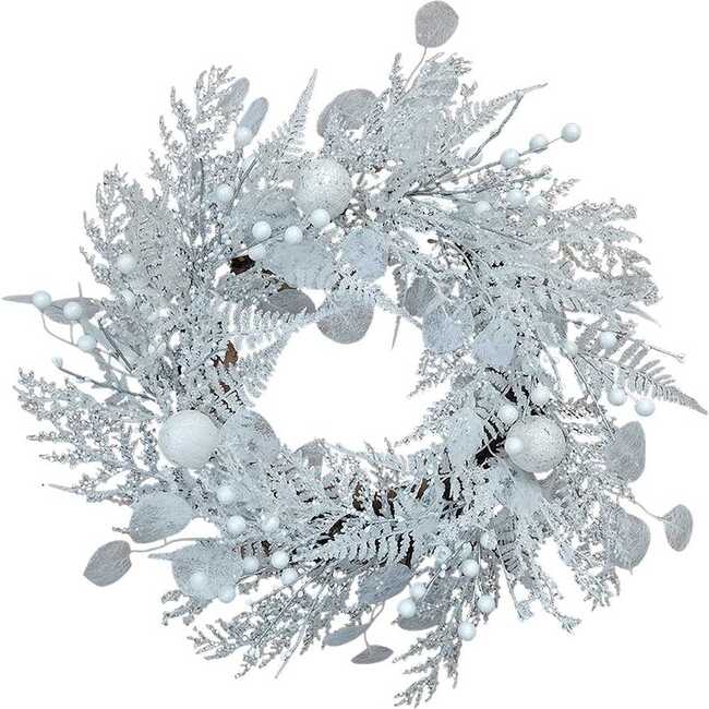 24-Inch Un-Lit Decorated White Rattan Wreath