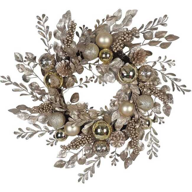 24-Inch Gold and Champagne Gold Rattan Wreath