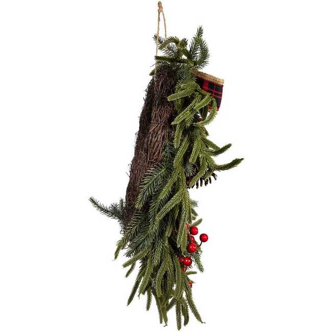 24-Inch Unlit Berries and Pinecone Rattan Wreath - Wreaths - 2
