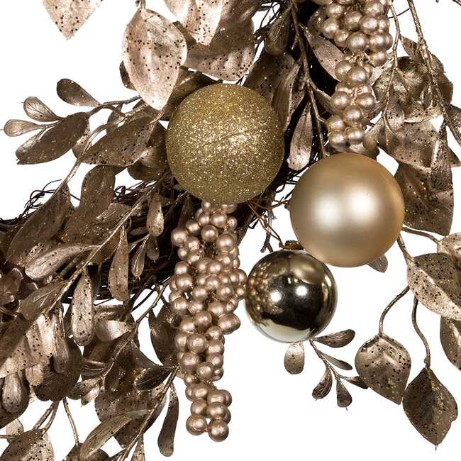 24-Inch Gold and Champagne Gold Rattan Wreath - Wreaths - 2