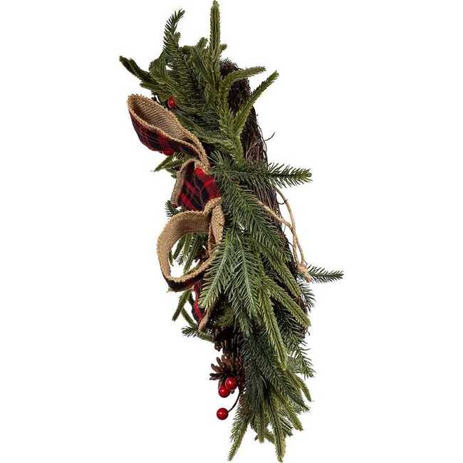 24-Inch Unlit Berries and Pinecone Rattan Wreath - Wreaths - 5