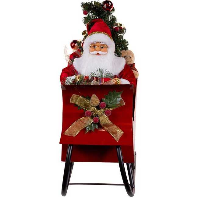 24-Inch Battery Operated Musical LED Santa in Metal Sleigh Table Piece - Accents - 2