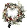 22-Inch Battery-Operated Red Berries, Balls and Silver Pinecone Wreath - Wreaths - 4