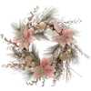 20-Inch Champagne and Gold Wreath with Pink Poinsettias and Ornaments - Wreaths - 1 - thumbnail