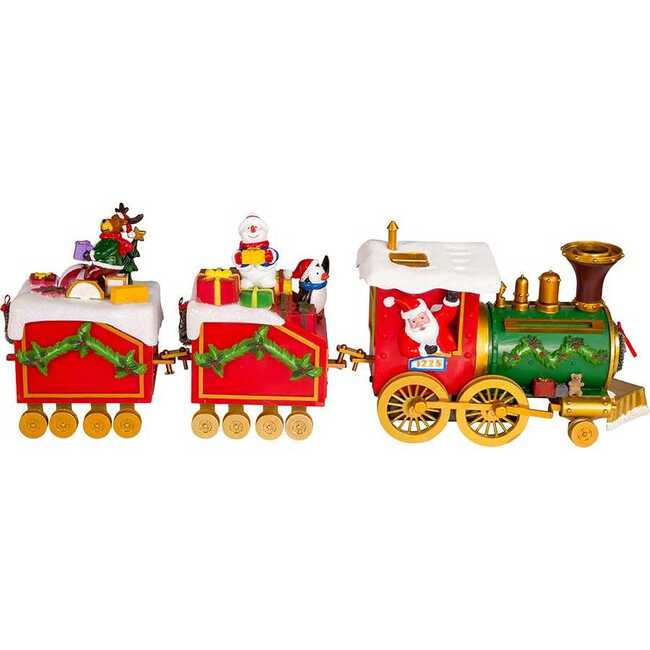 19.7-Inch Battery-Operated Light Up Musical Santa Train Set, 3 Piece Set - Accents - 7