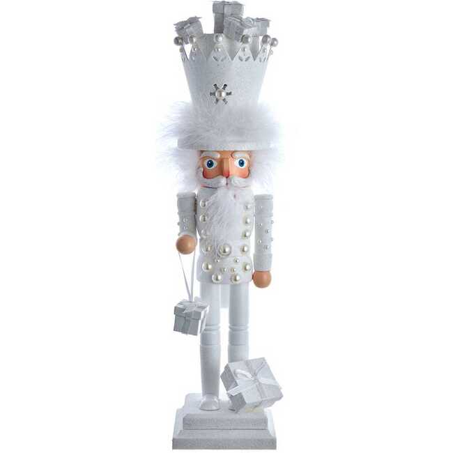 18-Inch White King Nutcracker with Gifts