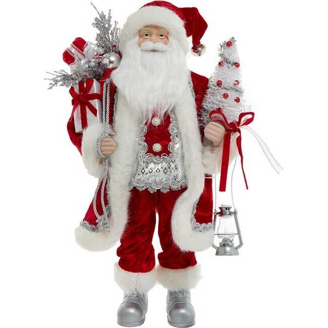 18-Inch Red and Silver Santa