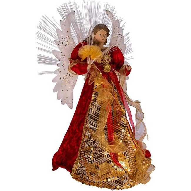 18-inch Red and Gold Multi-colored LED Fiber-Optic Angel Treetop - Tree Toppers - 2