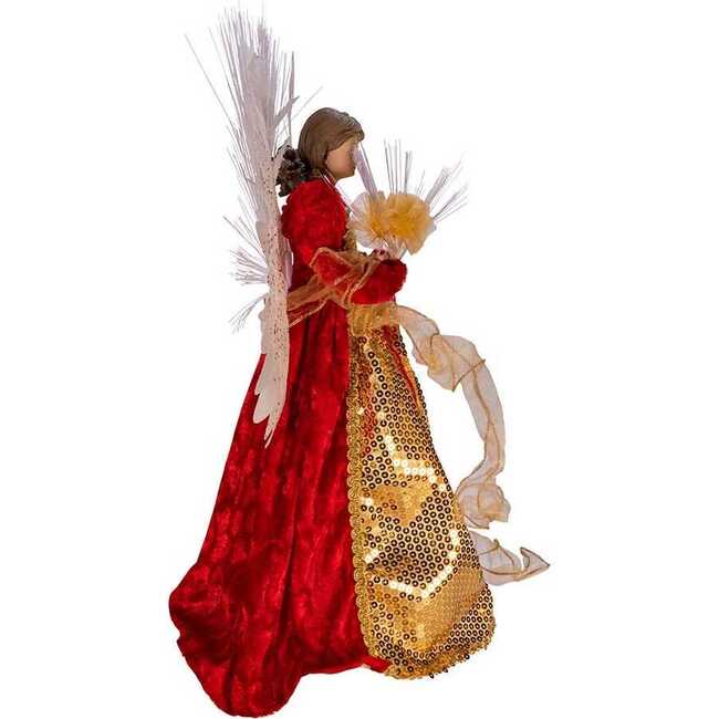 18-inch Red and Gold Multi-colored LED Fiber-Optic Angel Treetop - Tree Toppers - 3