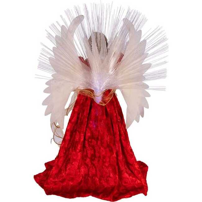 18-inch Red and Gold Multi-colored LED Fiber-Optic Angel Treetop - Tree Toppers - 5