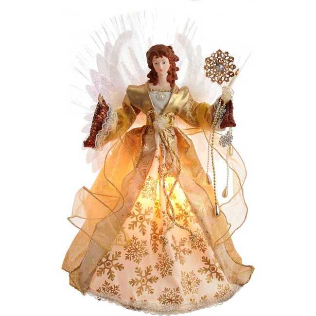 18-Inch Fiber Optic Gold Angel Treetop