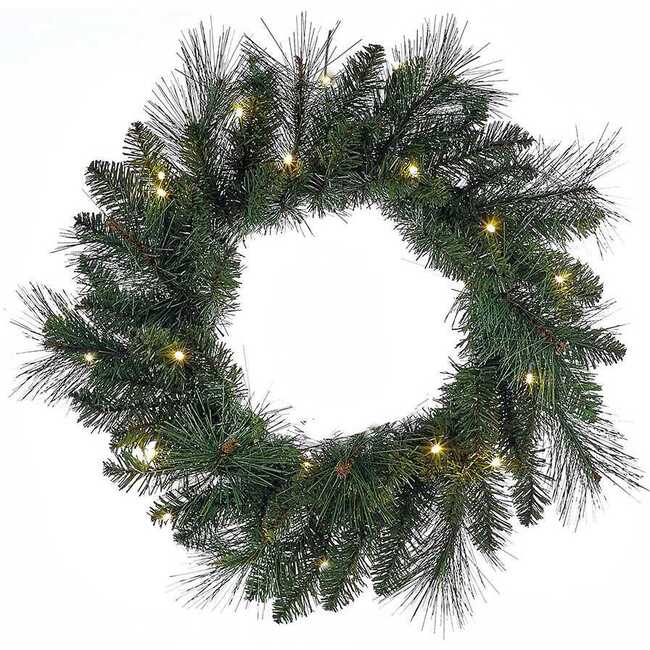 18-Inch Battery-Operated Green LED Wreath