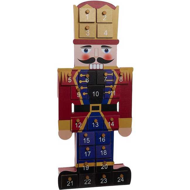 17.3-Inch Wooden Nutcracker Advent Calendar