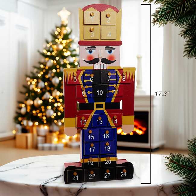 17.3-Inch Wooden Nutcracker Advent Calendar - Advent Calendars - 3