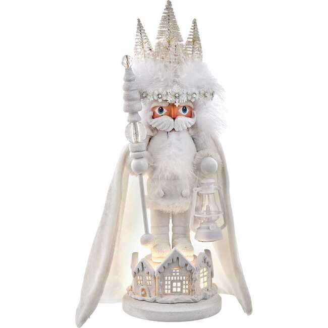 15-Inch White Winter LED Hat Nutcracker