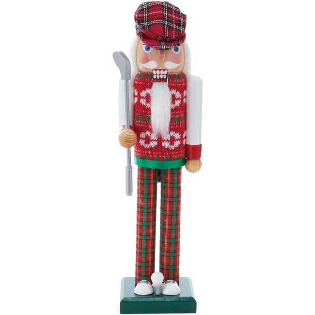 15-Inch Red and Green Golfer Nutcracker