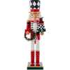 15-Inch Red, White and Black Nutcracker with Gift Box and Wreath - Nutcrackers - 1 - thumbnail