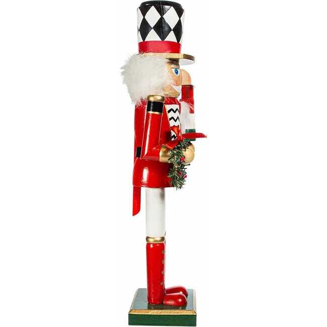 15-Inch Red, White and Black Nutcracker with Gift Box and Wreath - Nutcrackers - 4