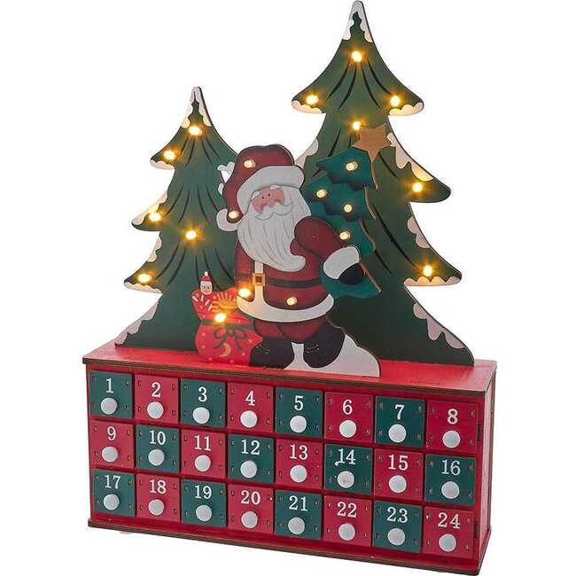 15.75-Inch Battery Operated Wooden LED Lighted Advent Calendar