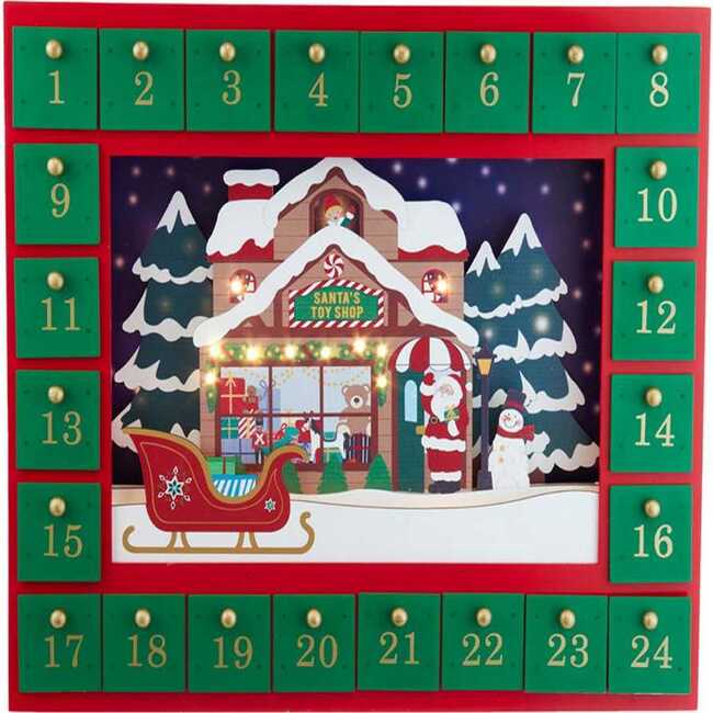 14.3-Inch Battery-Operated Santa Toy Shop Advent Calendar