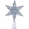 13-Inch Plastic Silver Glittered Snowflake Tree Topper - Tree Toppers - 1 - thumbnail