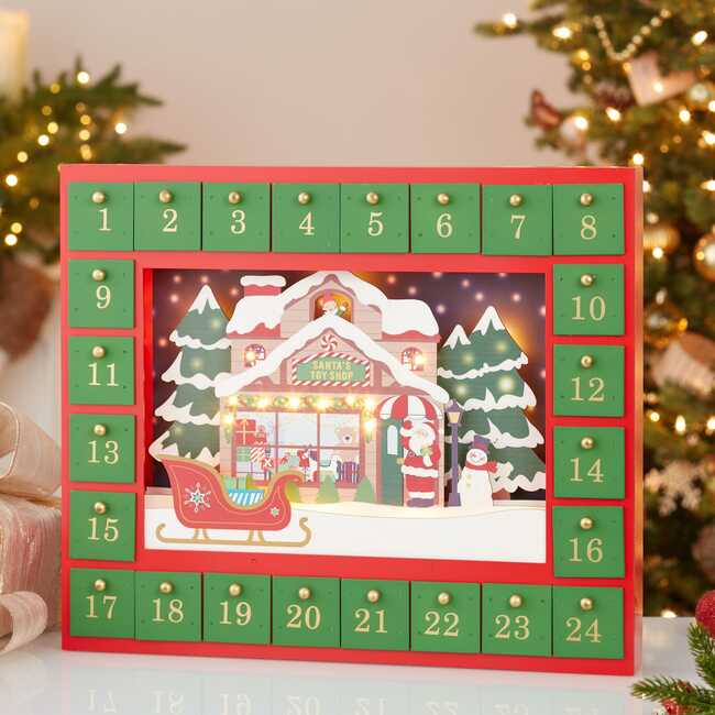 14.3-Inch Battery-Operated Santa Toy Shop Advent Calendar - Advent Calendars - 6