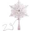 13.75-Inch UL 20-Light Silver and White Glittered Snowflake Tree Topper - Tree Toppers - 4