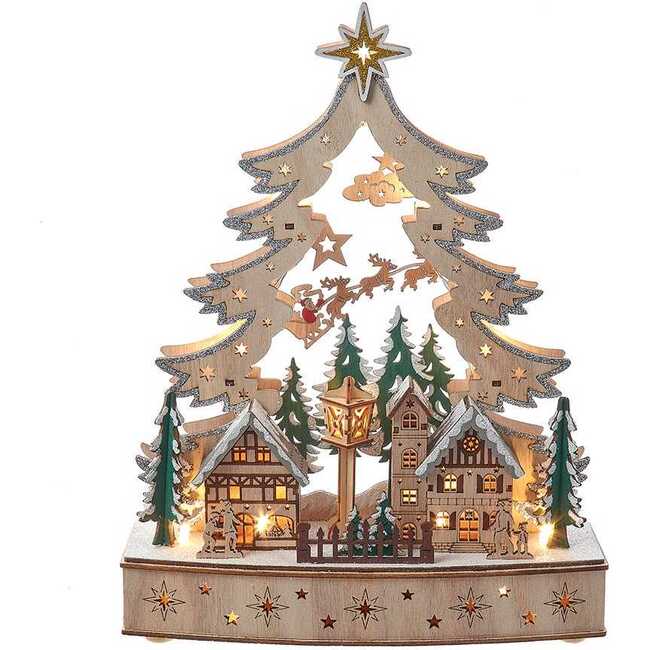 12.6-Inch Battery Operated Lighted Christmas Tree Village