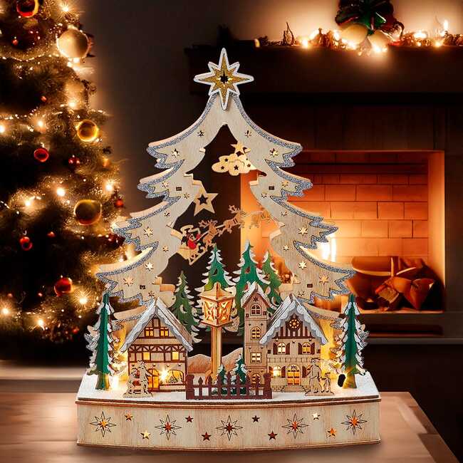 12.6-Inch Battery Operated Lighted Christmas Tree Village - Accents - 7