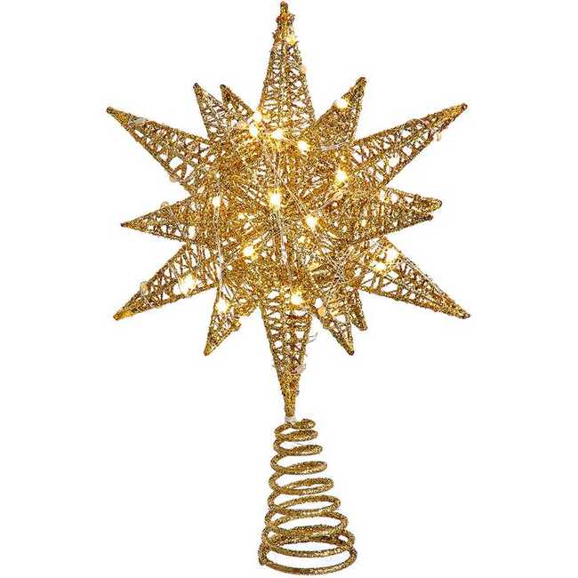 11-Inch Pre-Lit Twinkling LED 60-Light Gold Starburst Tree Topper