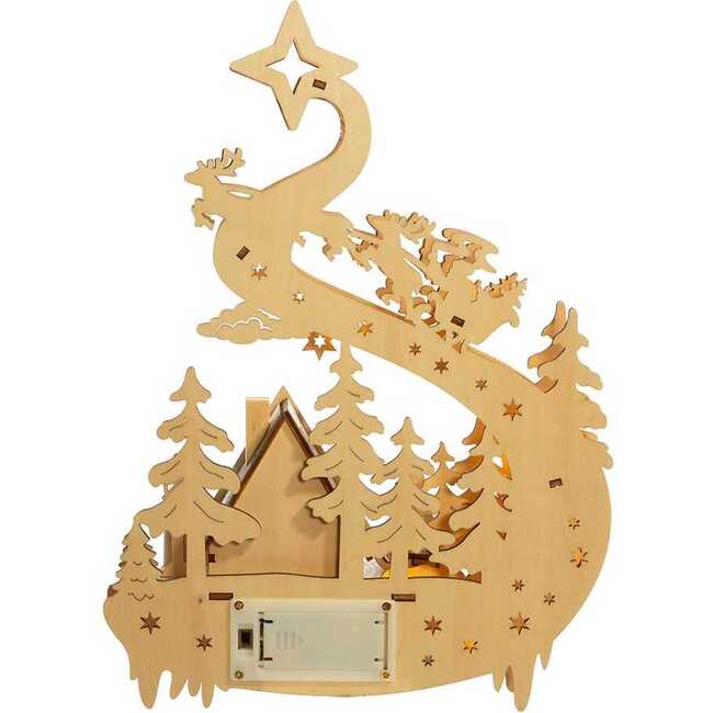 11.8-Inch Light Up Wooden Christmas Village with Santa and Sleigh - Accents - 4