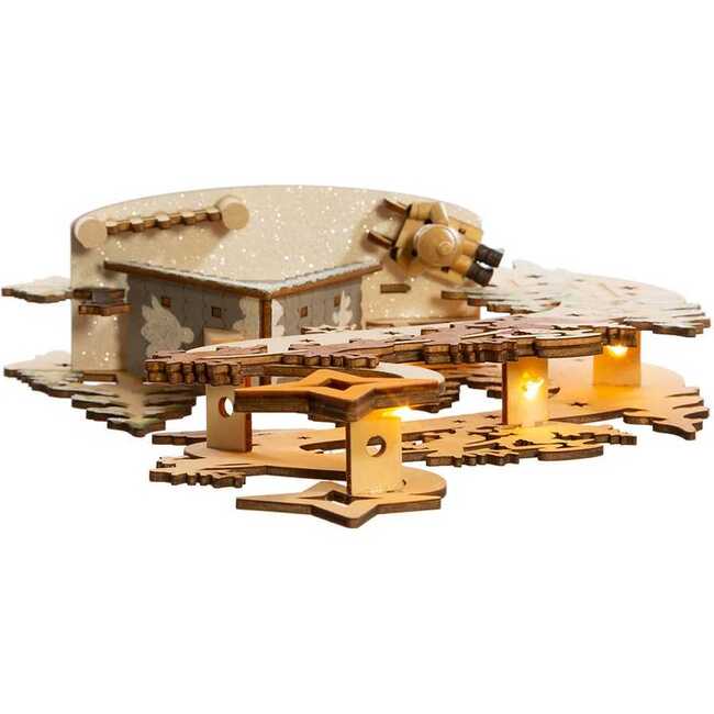 11.8-Inch Light Up Wooden Christmas Village with Santa and Sleigh - Accents - 6