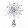 11.75. Inch 18-Light cool White Micro LED Silver Glittered Snowflake Treetopper - Tree Toppers - 1 - thumbnail