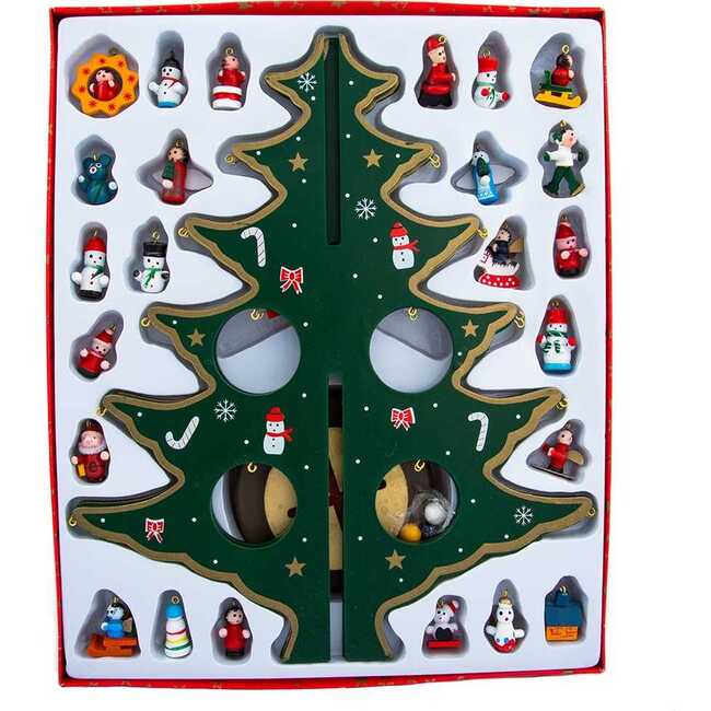 11.75-Inch Wooden Tree with Miniature Wooden Ornaments, 25 Piece Set - Accents - 3