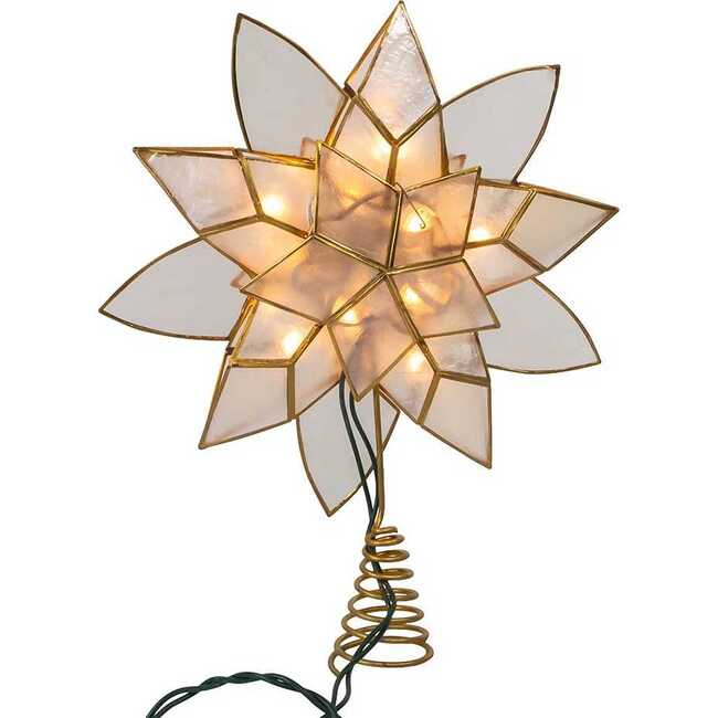 11.75-Inch UL 10-Light Gold Tin Double Point Capiz Star Treetop - Tree Toppers - 4