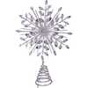 11.75. Inch 18-Light cool White Micro LED Silver Glittered Snowflake Treetopper - Tree Toppers - 3